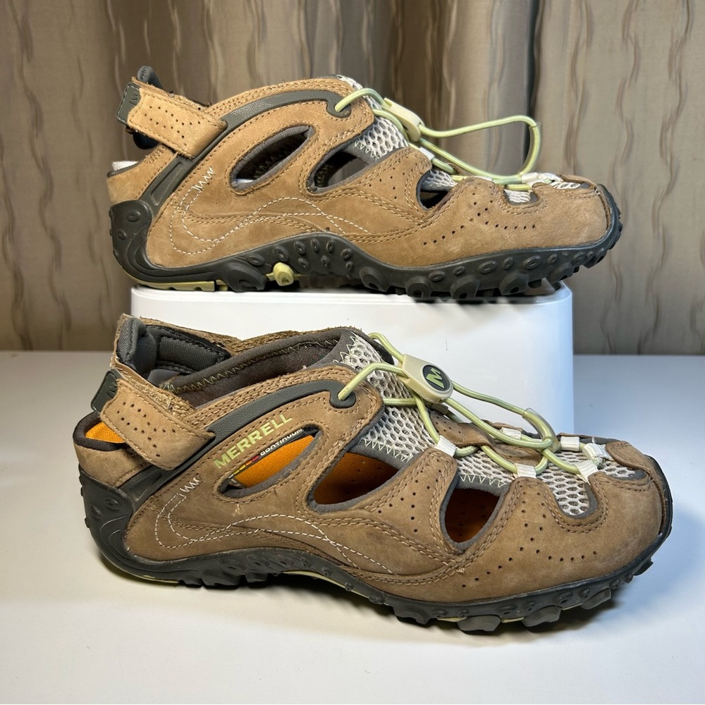 Merrell Chameleon Arc Web Women's 6 Tan Lime Backstrap Shoe Sandal Hiking Trail